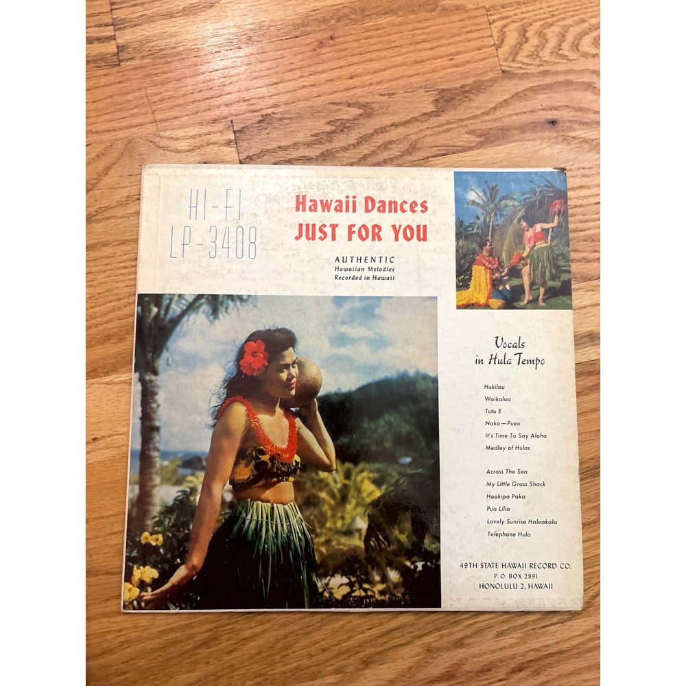 Hawaii Dances‎ Just For You Authentic Hawaiian Melodies LP Record Album 3408
